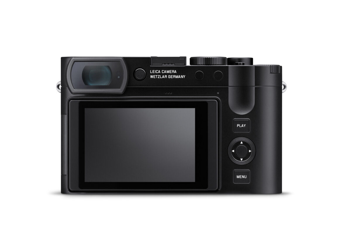 Rückansicht der Leica Q3 mit Sucher und Display